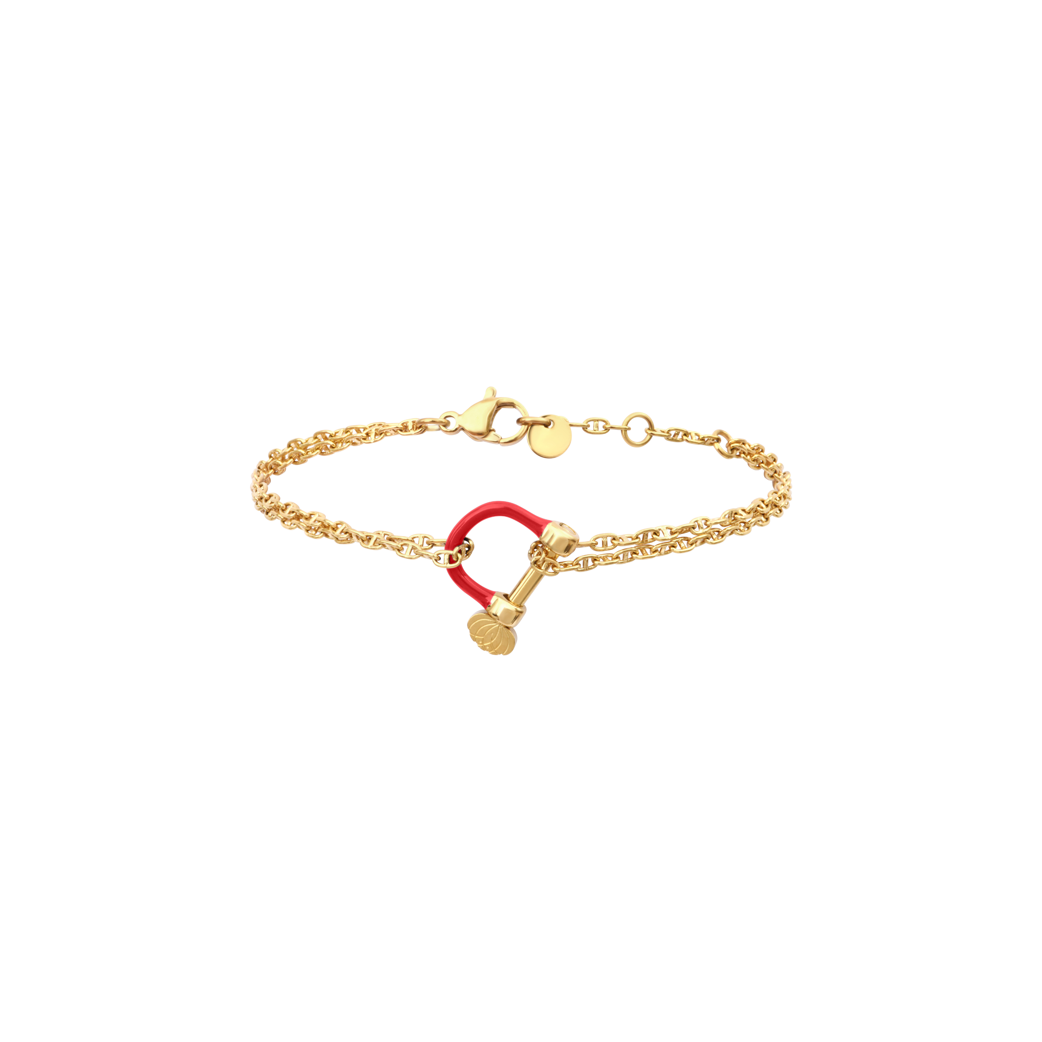 Bracelet with double marine chain and RED shackle