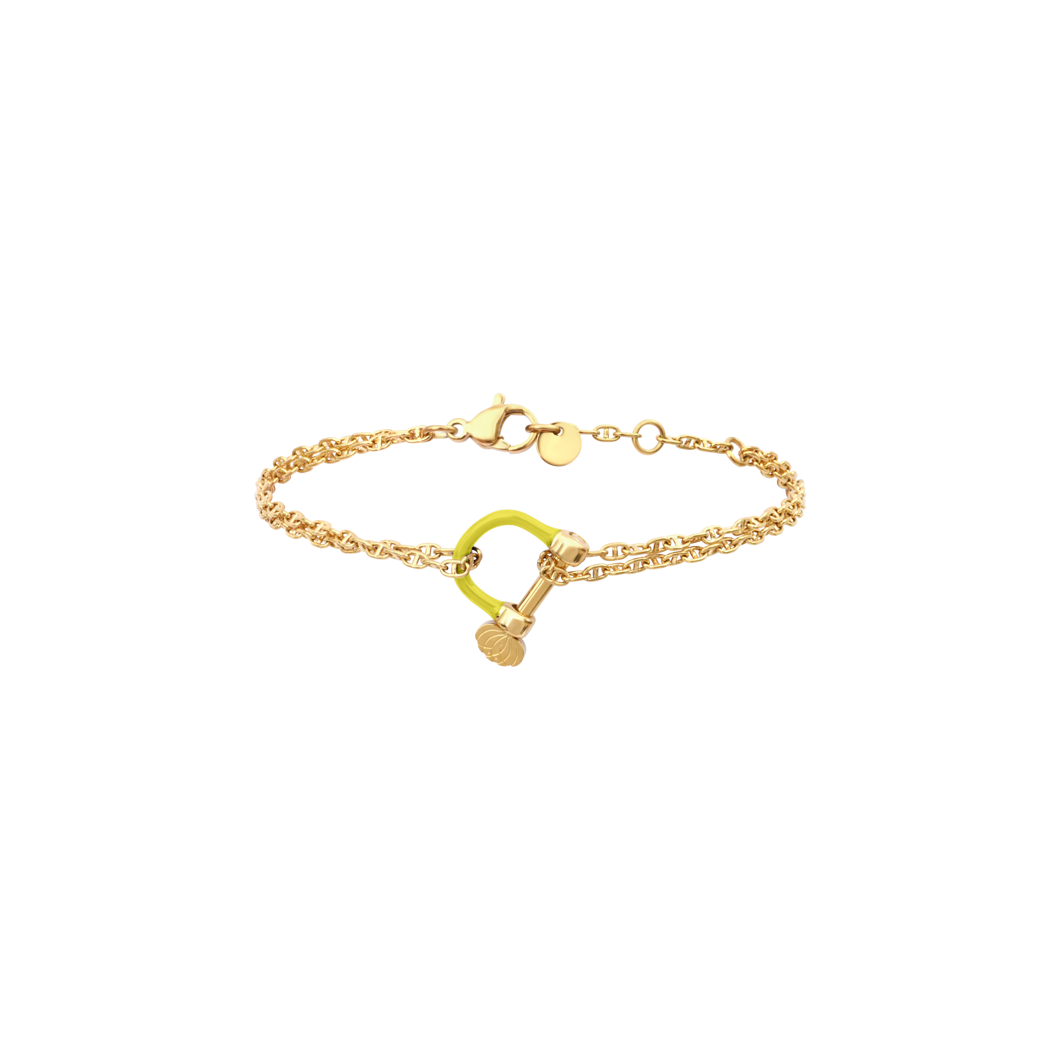 Bracelet with double marine chain and yellow shackle