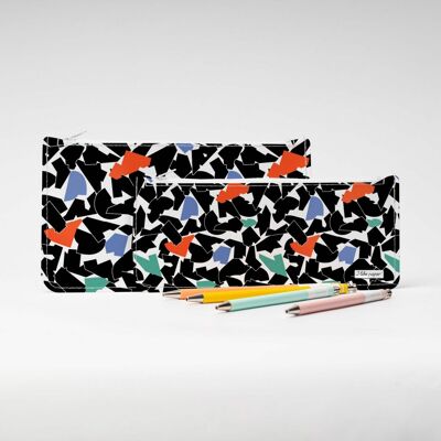 FOLDED BLACK Tyvek® pencil case with zip