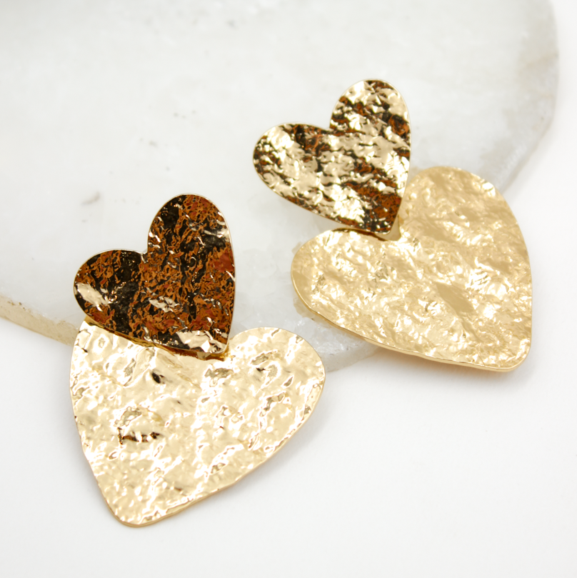 Hammered heart earrings - CARLA
