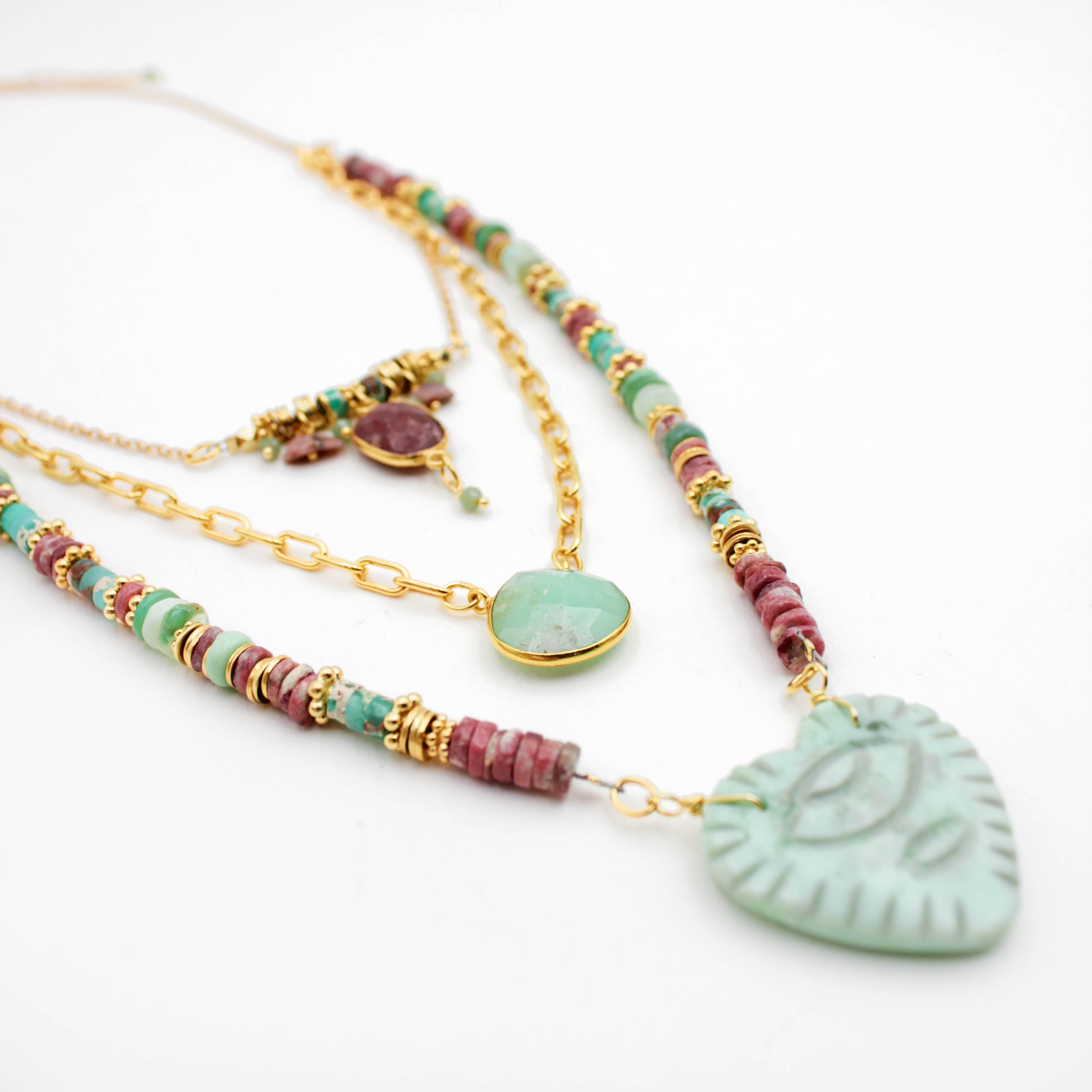 Multi-strand heishi heart necklace - CHRISTELLE