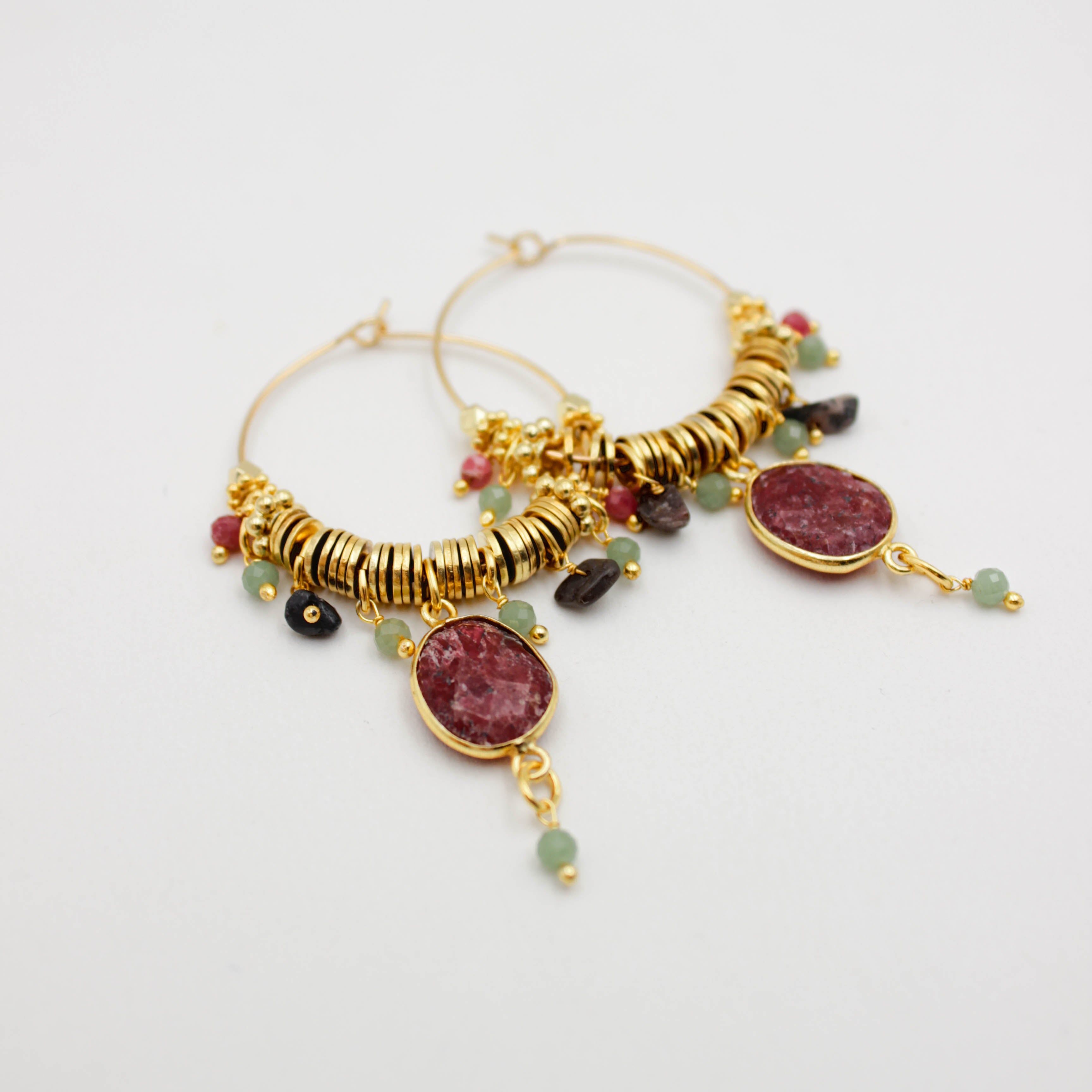 Creole earrings with stones - CHRISTELLE