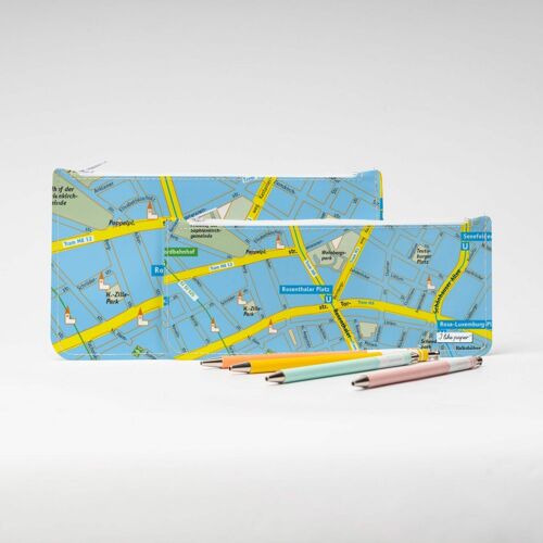 LOST IN BERLIN - FRESH BLUE Tyvek® Federtasche mit Zipper