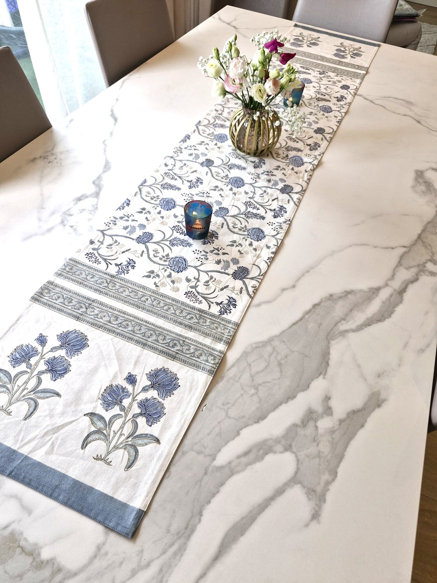 Bagh-e-Firoza Blockprint Printed Cotton Table Runner