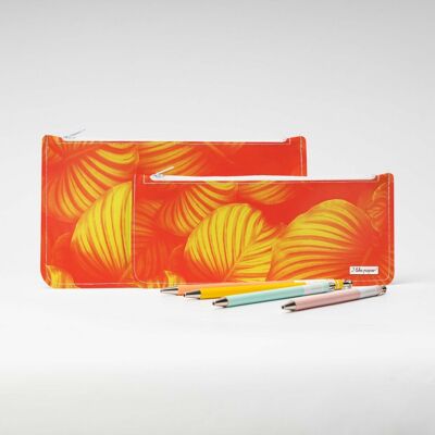 PALMS ORANGE Tyvek® Federtasche mit Zipper