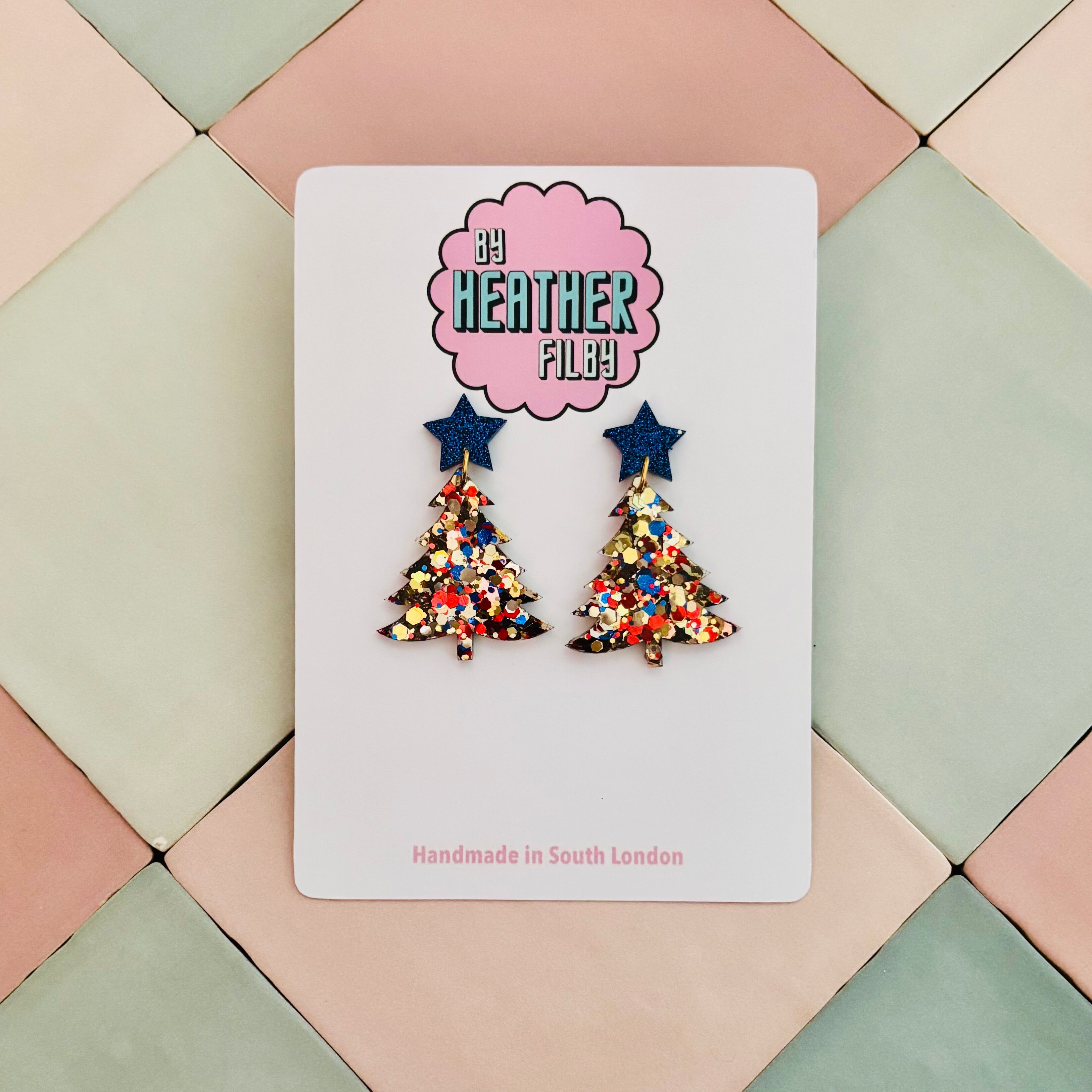 🎄 Multi-Colour Festive Glitter Christmas Tree Earrings