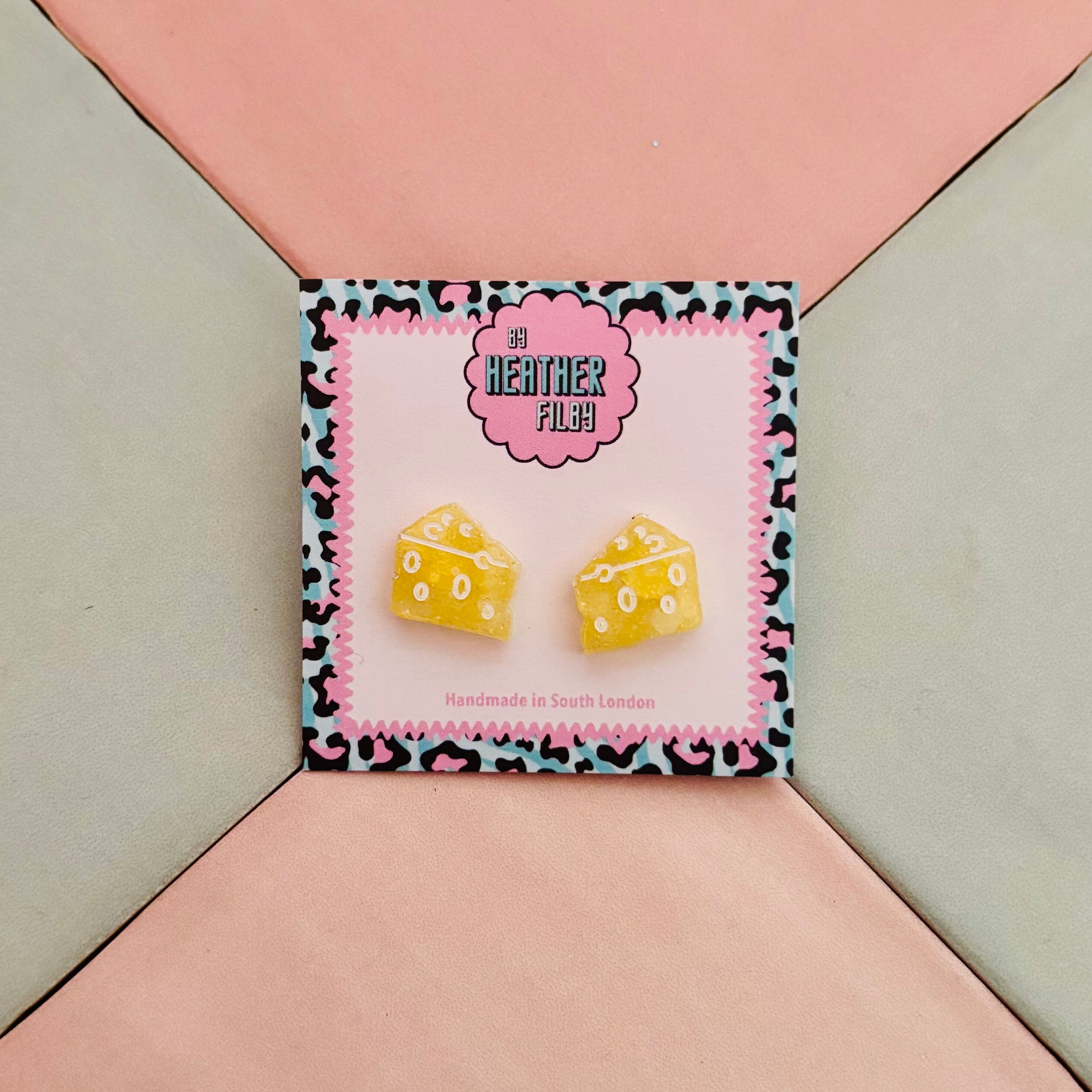 🧀 Cheese Glitter Stud Earrings