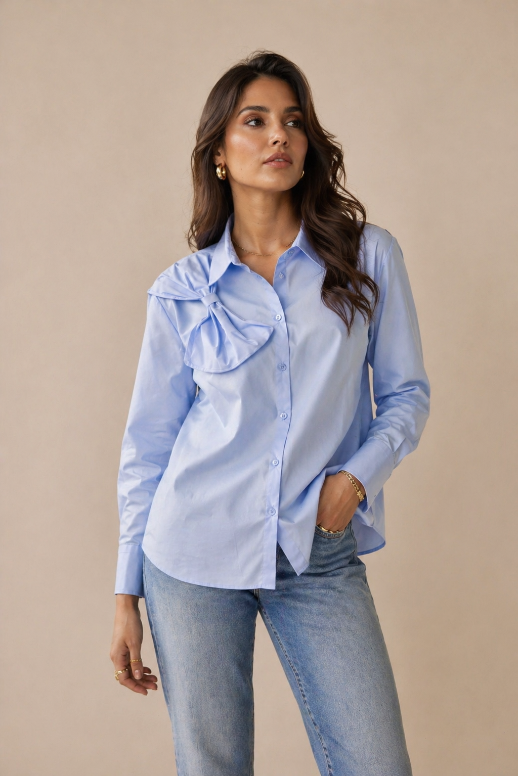 Chemise coton avec nœud - NOVA - Pack de 3: ( S - M - L )