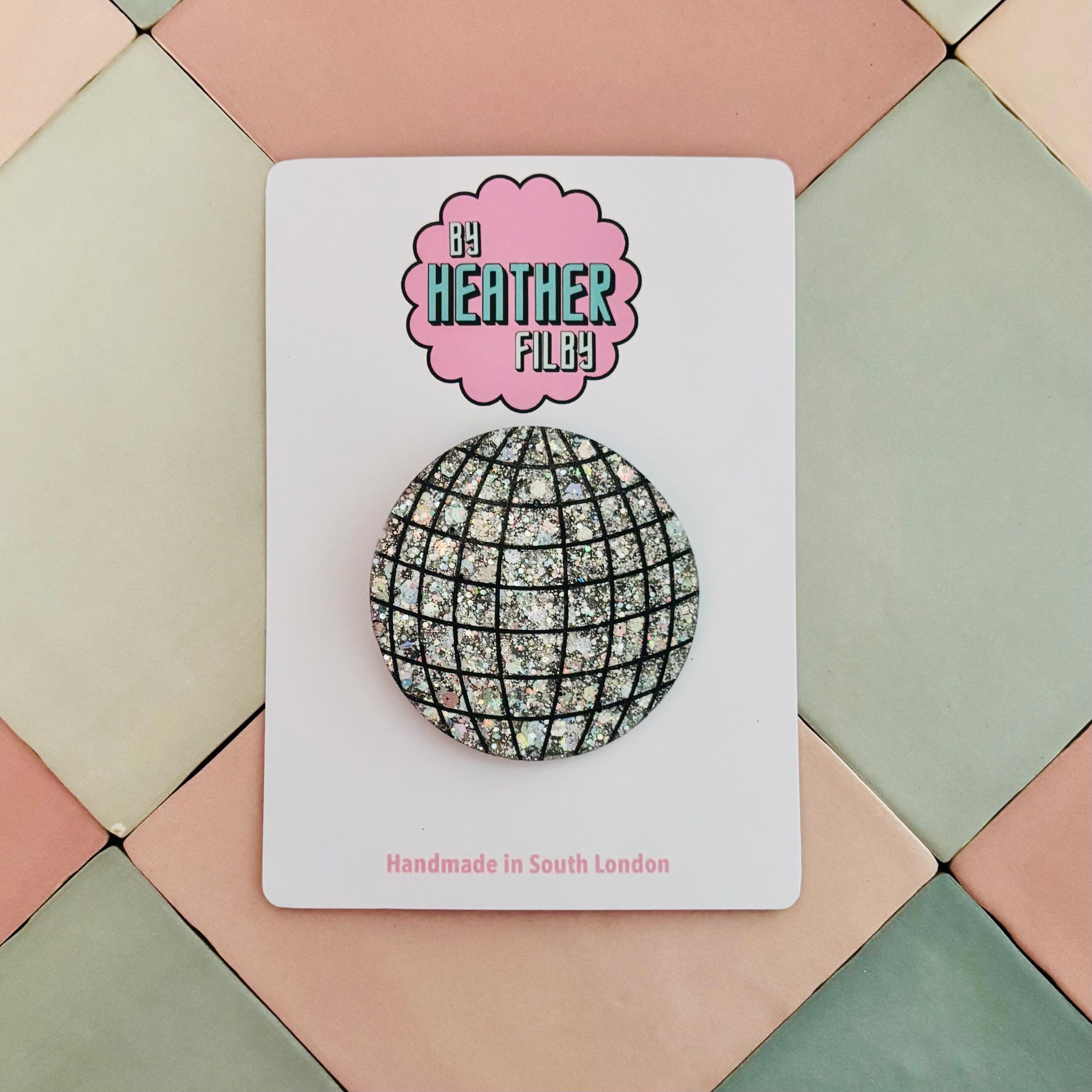 🪩 Large Disco Ball Glitter Resin Hair Clip