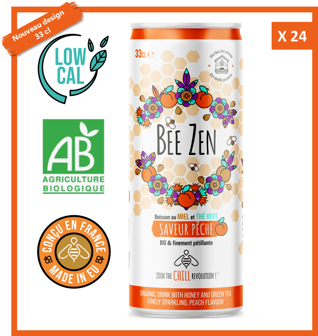 BEE ZEN – Pfirsich – BIO – 10er-Packung | 24 x 330 ml