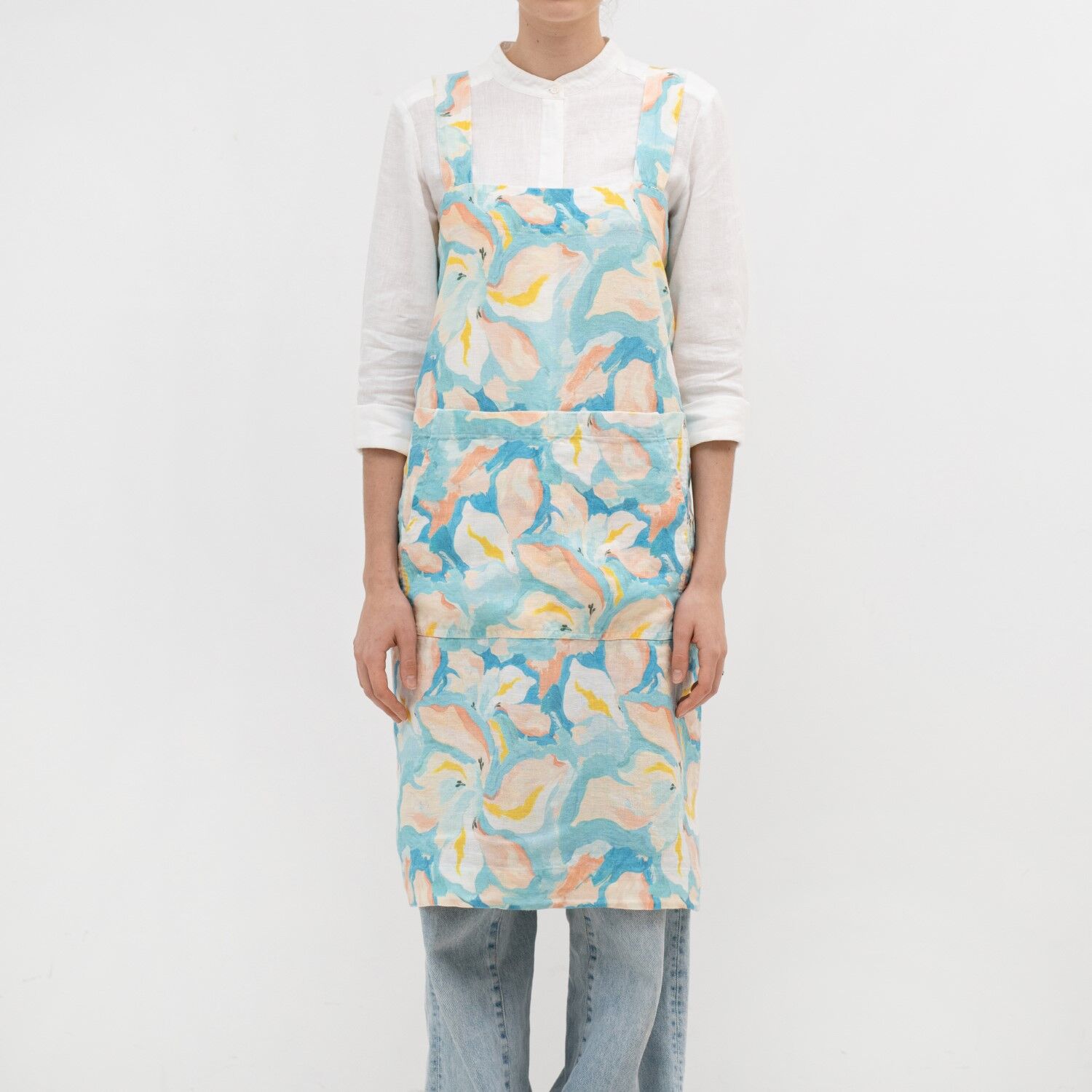 Pastel Iris Linen Pinafore Apron