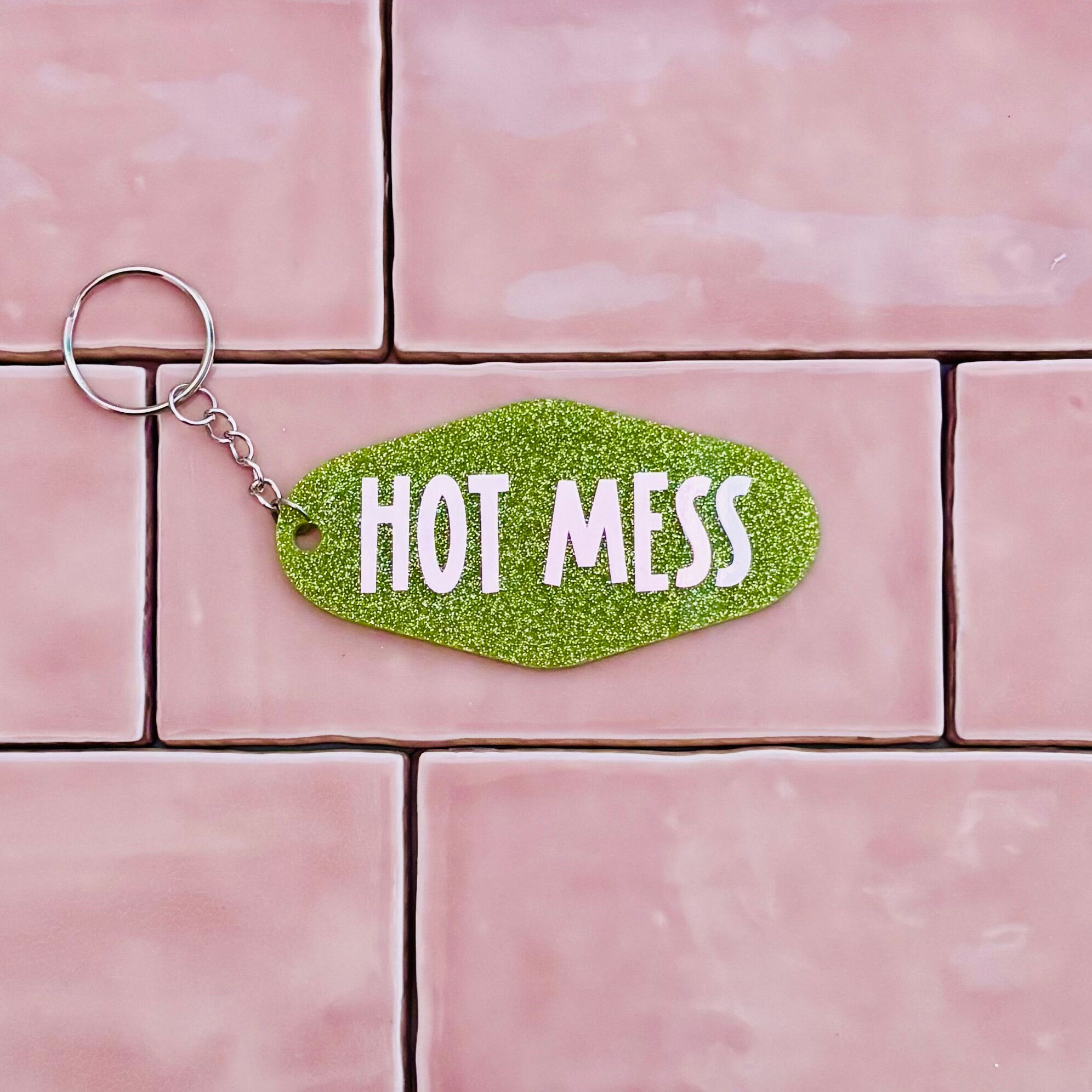 ✨ The "Hot Mess" Sparkly Motel Keyring