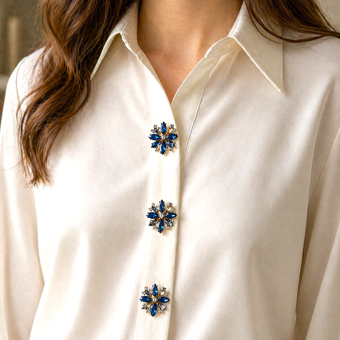 Colorful rhinestone button brooches – Shirt jewelry