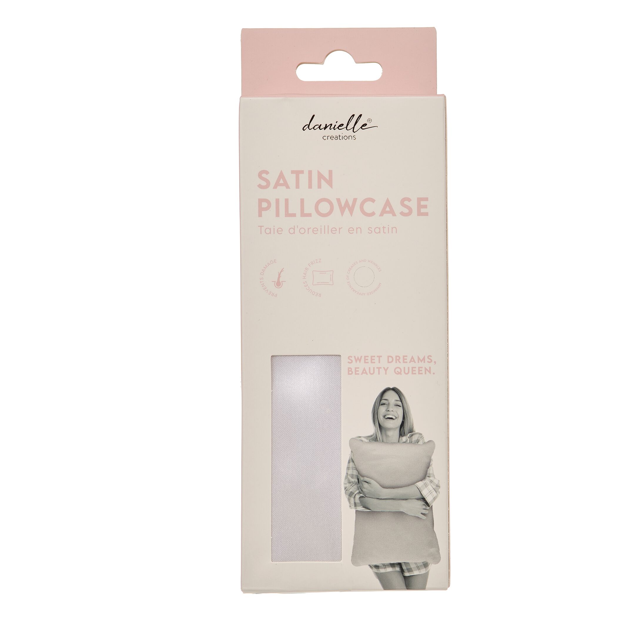 Funda de almohada de satén Danielle Creations - Blanca
