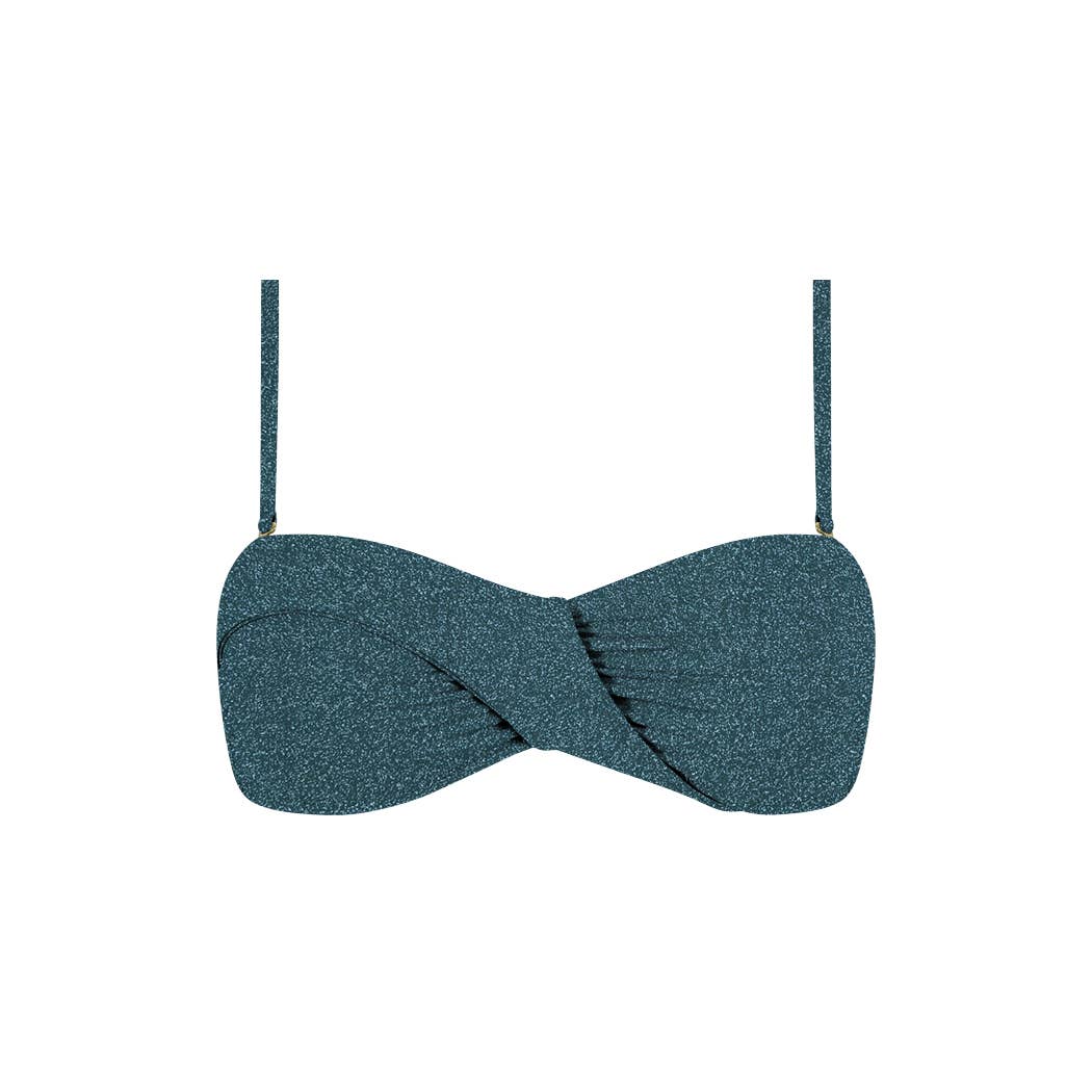 Top de bikini bandeau-Teal Verde Lurex