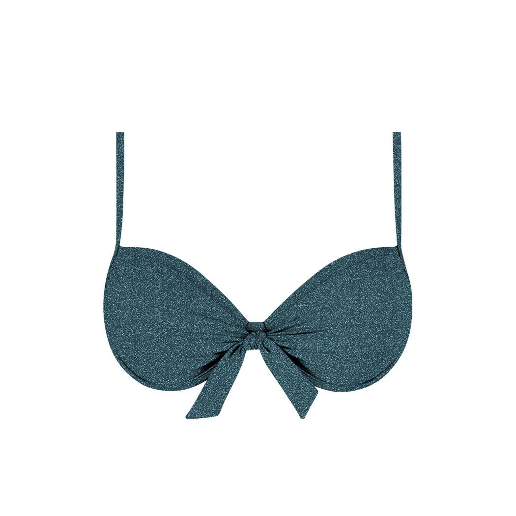 Top de bikini tipo sujetador-Teal Verde Lurex