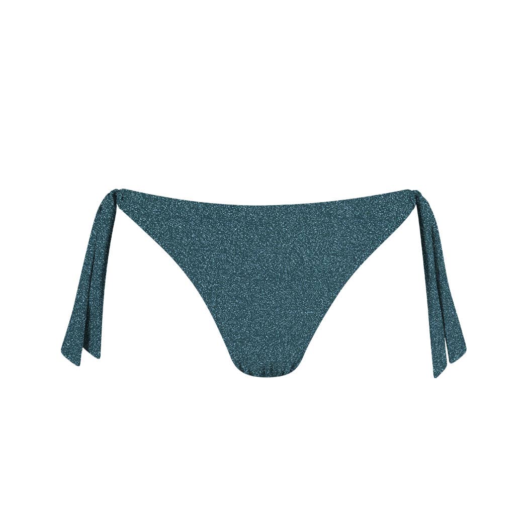Braguita de bikini de corte brasileño-Teal Verde Lurex