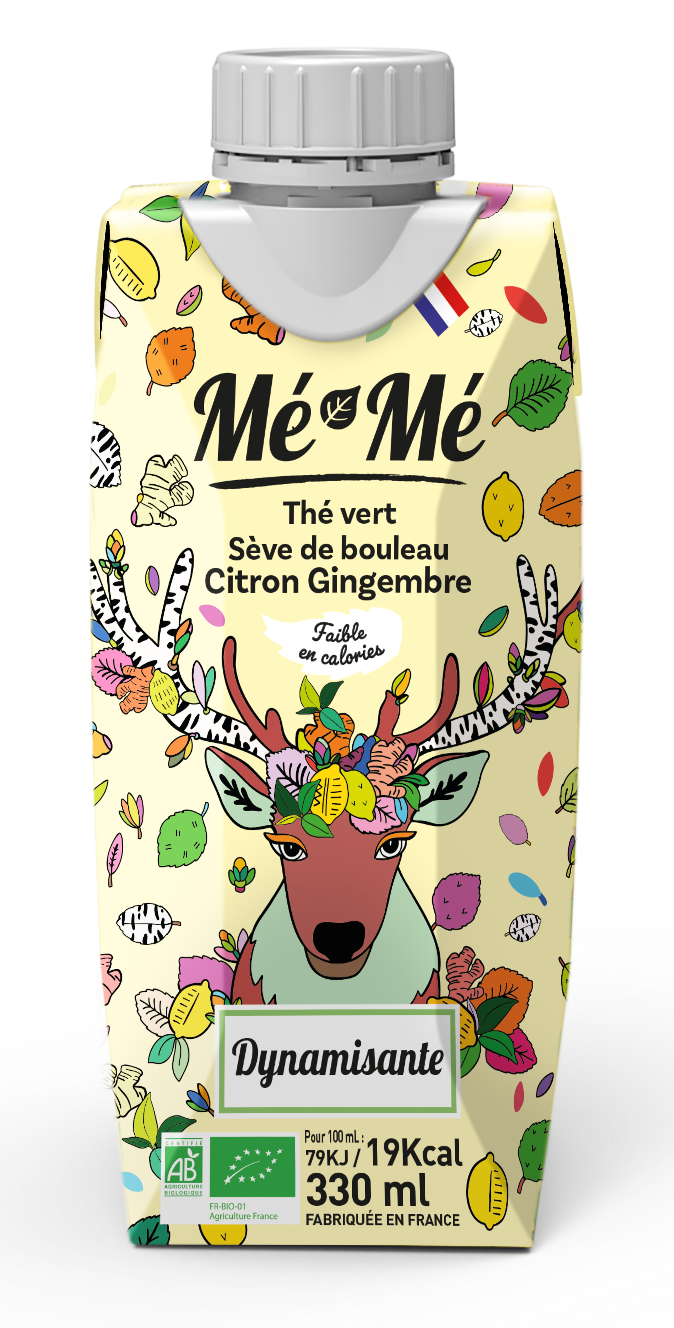 Energizing Mé-Mé Iced Tea, Matcha Green Tea, Birch Sap, Lemon & Ginger.330ml - organic - French - Low in calories