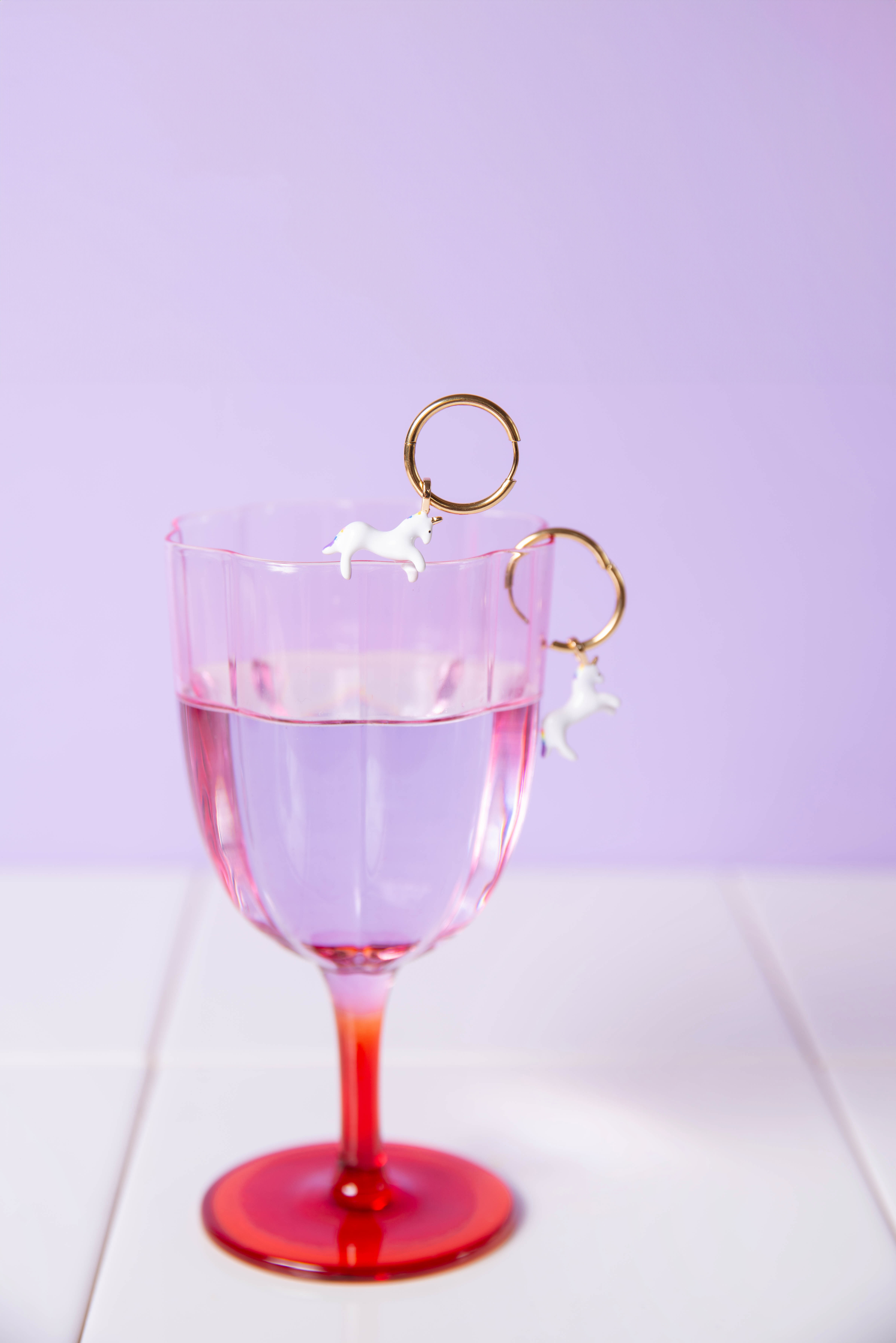 Créoles en acier inoxydable avec charms licorne
