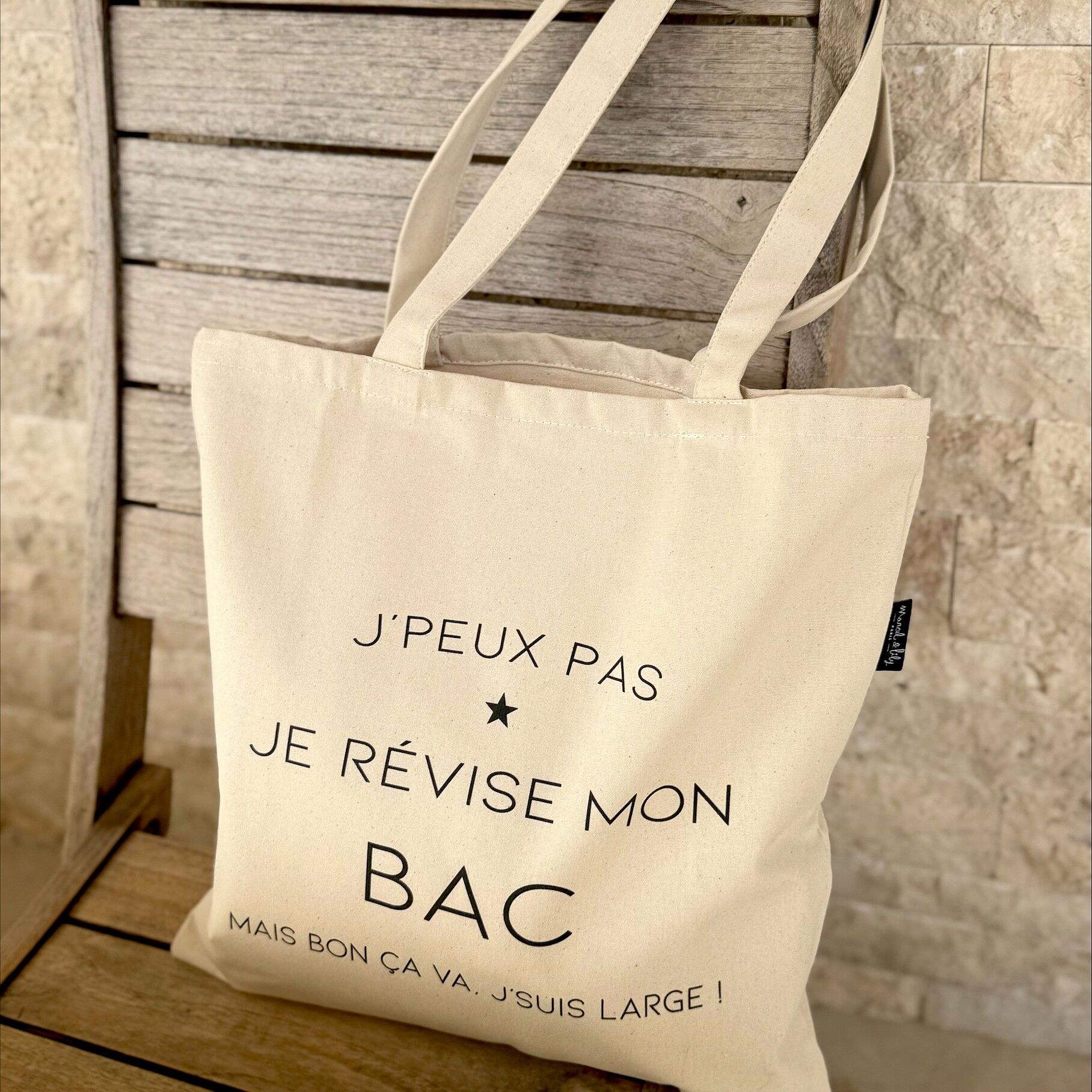 Tote bag "I can't, I'm revising for my Baccalaureate" ecru