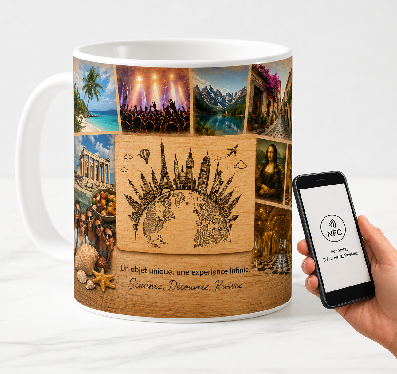 Mug Connecté NFC Souvenir – Mug Cadeau Interactif avec Photos