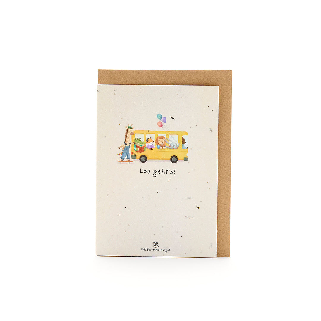 Back-to-school greeting card, bus