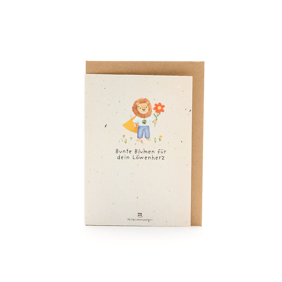 Back-to-school greeting card, lion