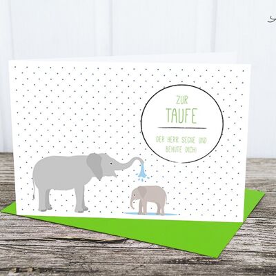 Folded card: baptism of elephants