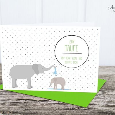 Carte pliée: baptême des éléphants