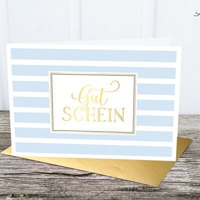 Folding card: voucher, blue stripes M