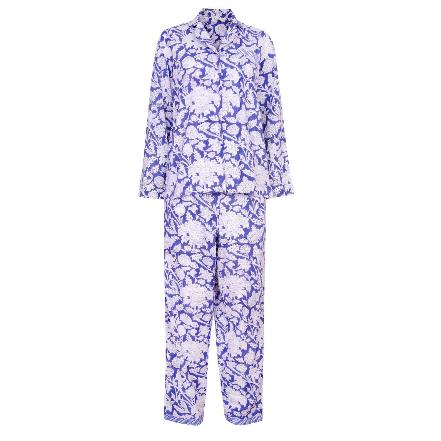 Pyjama imprimé à la main - Bleu Chine
