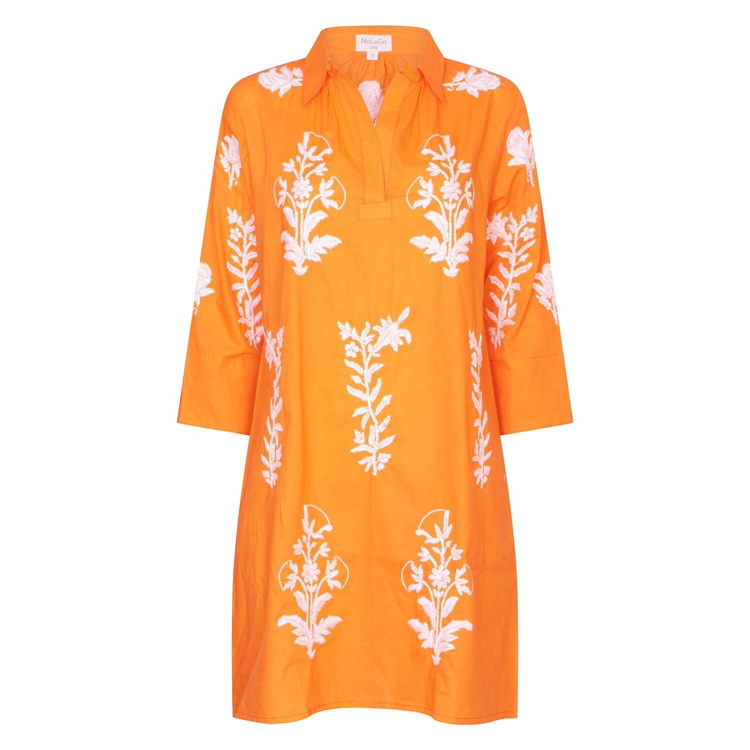 Robe courte touristique Satsuma en coton brodé blanc