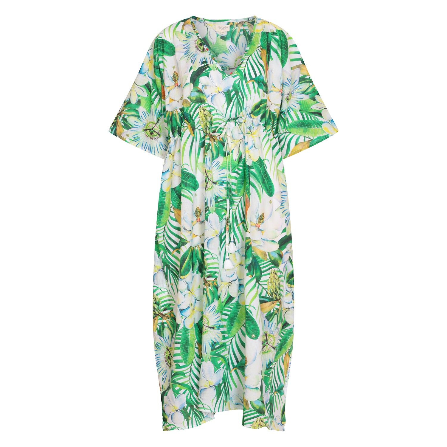 Kaftan Mustique Passion Flower en coton cambric multicolore, taille unique