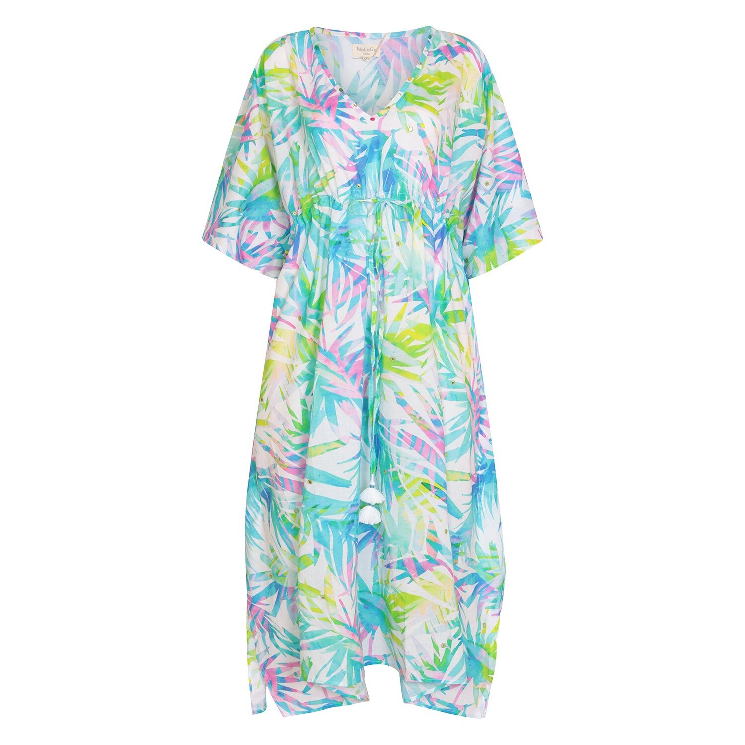 Kaftan Super Fern Mustique en coton cambric multicolore, taille unique