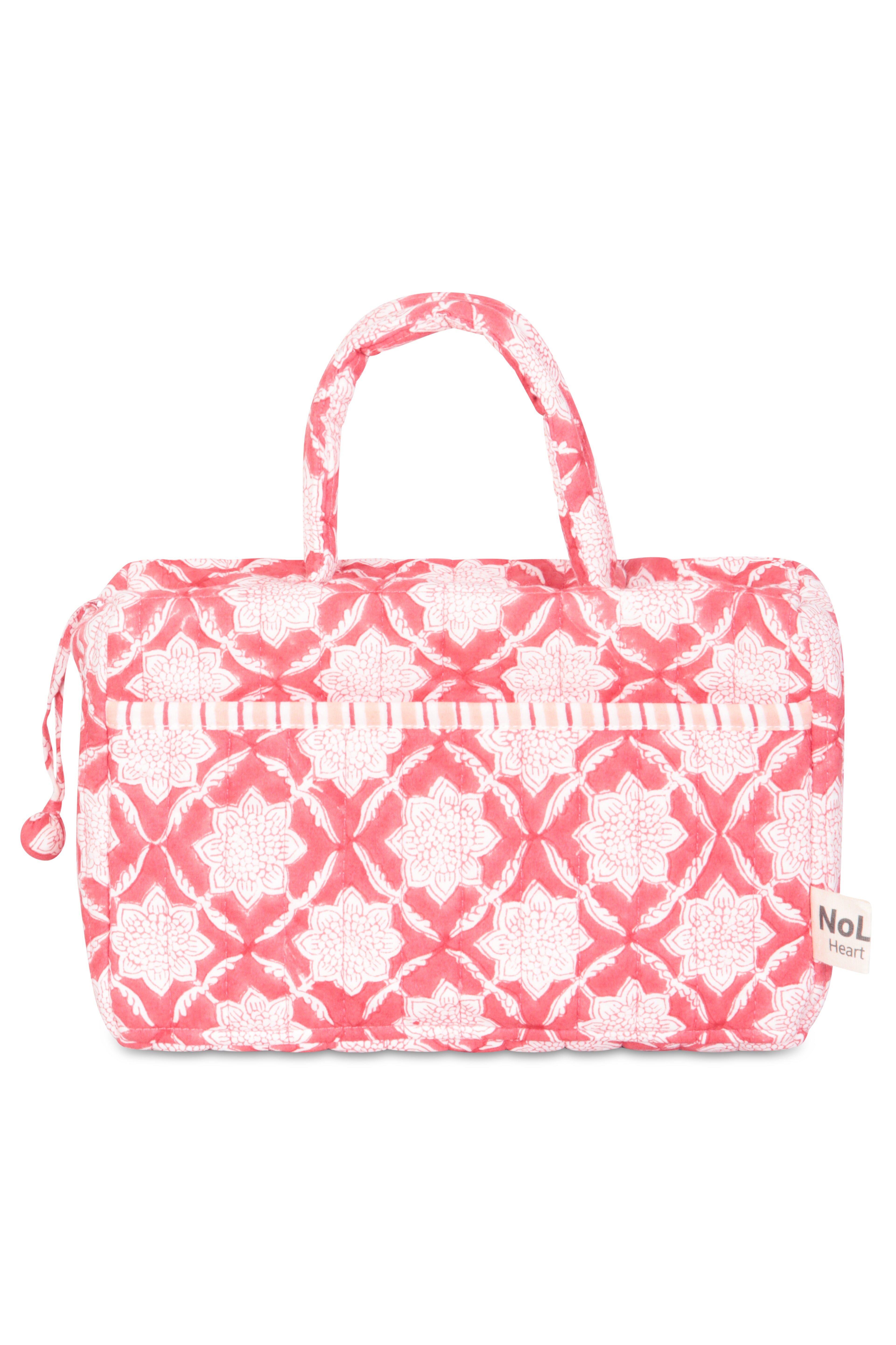 Trousse de toilette Freya à poignée, en coton rose corail, taille unique