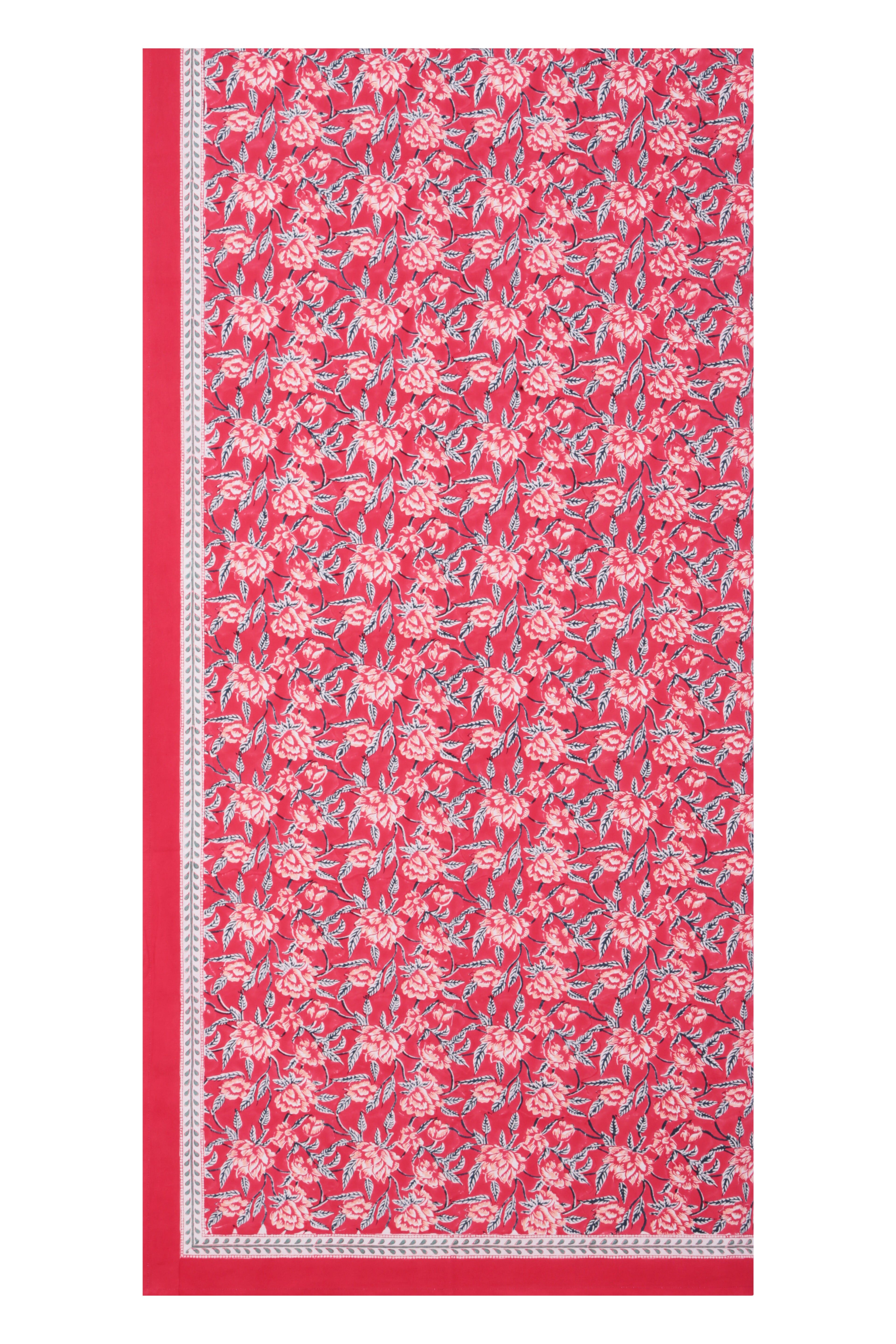 Nappe en coton rouge pin, imprimée à la main, 150 x 225 cm, taille S/M.