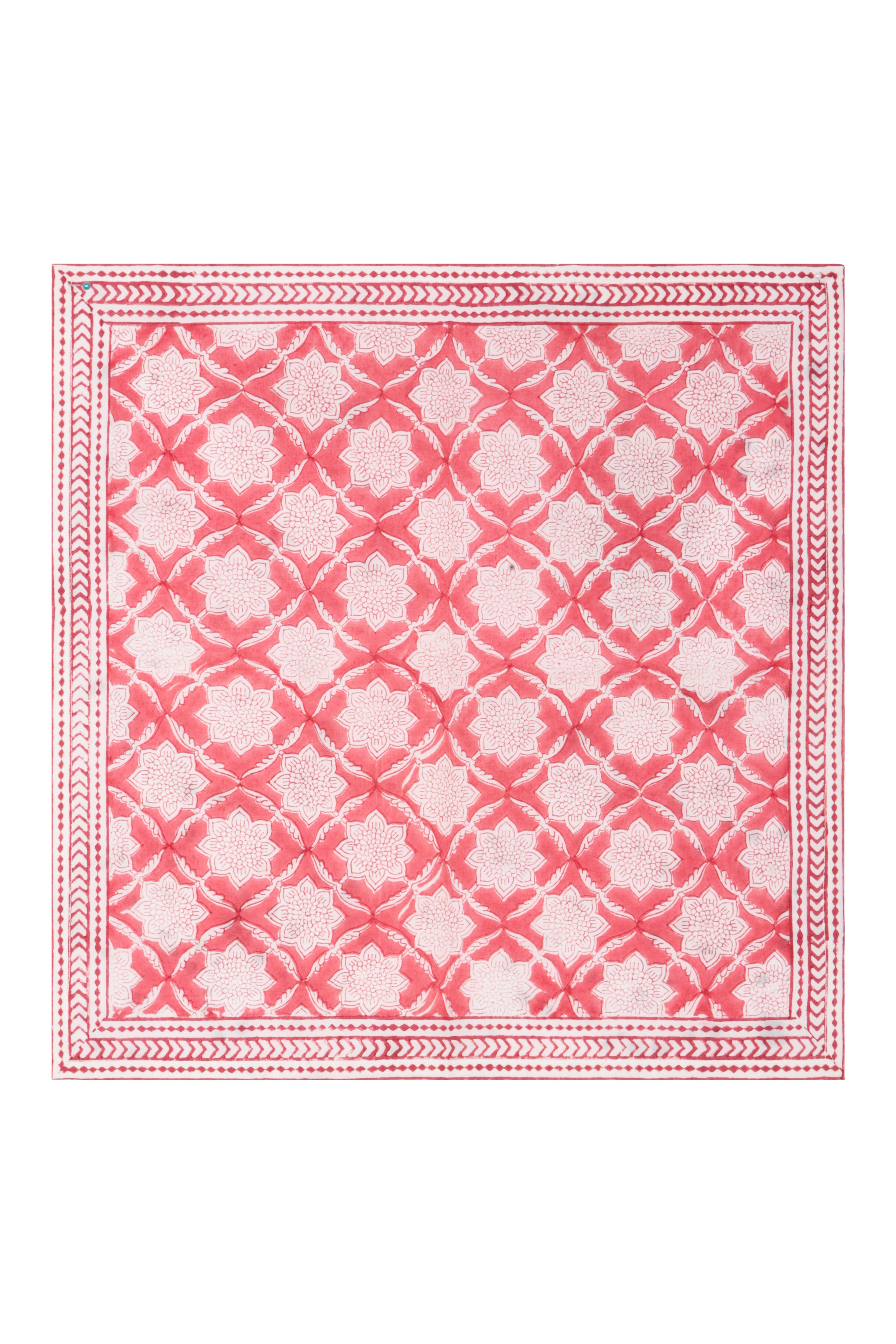 Serviettes à rayures Fresco avec bordure, lot de 4, en coton rose corail, taille unique
