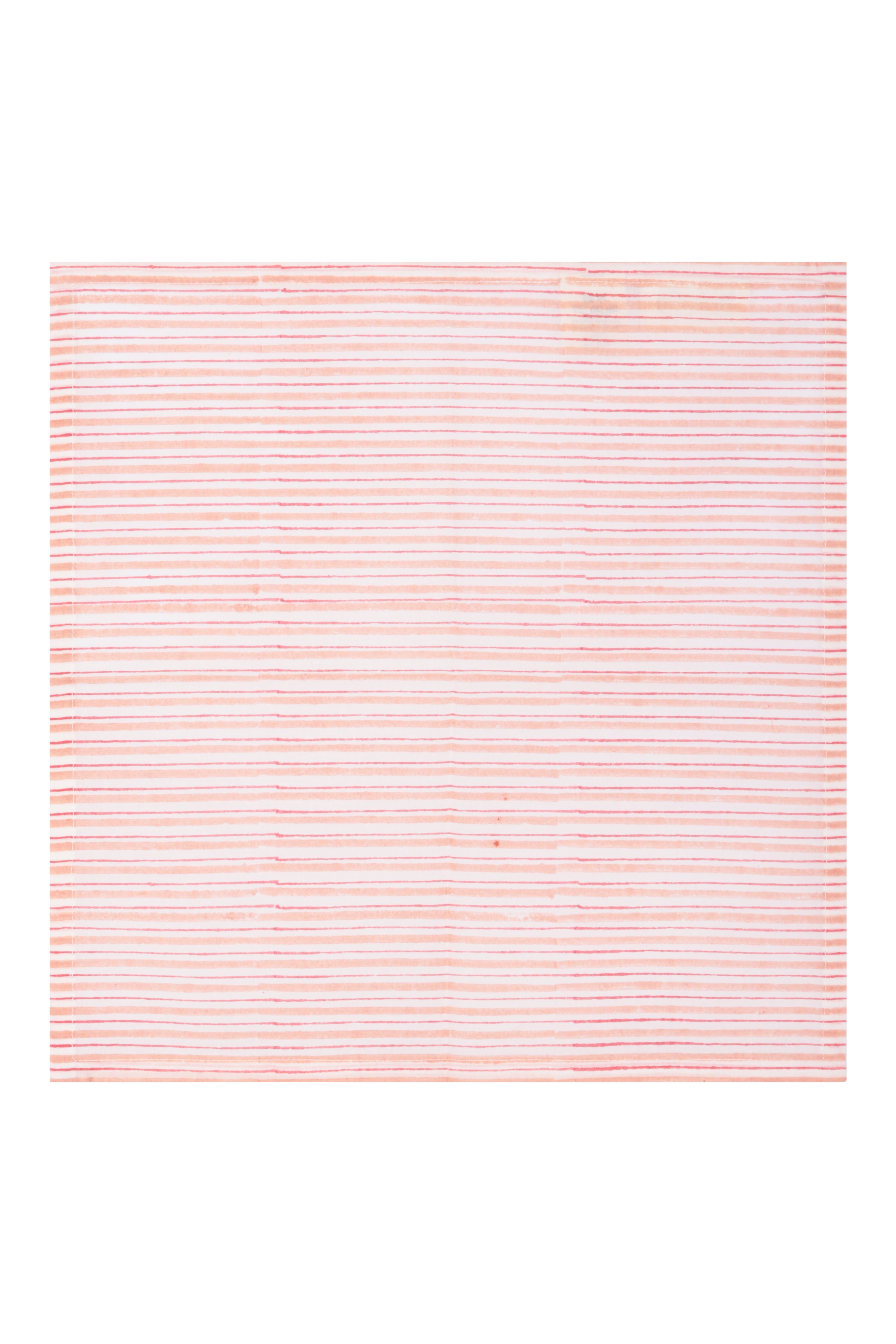 Serviettes Fresco Stripe, lot de 4, rayures multicolores, coton rouge corail, taille unique