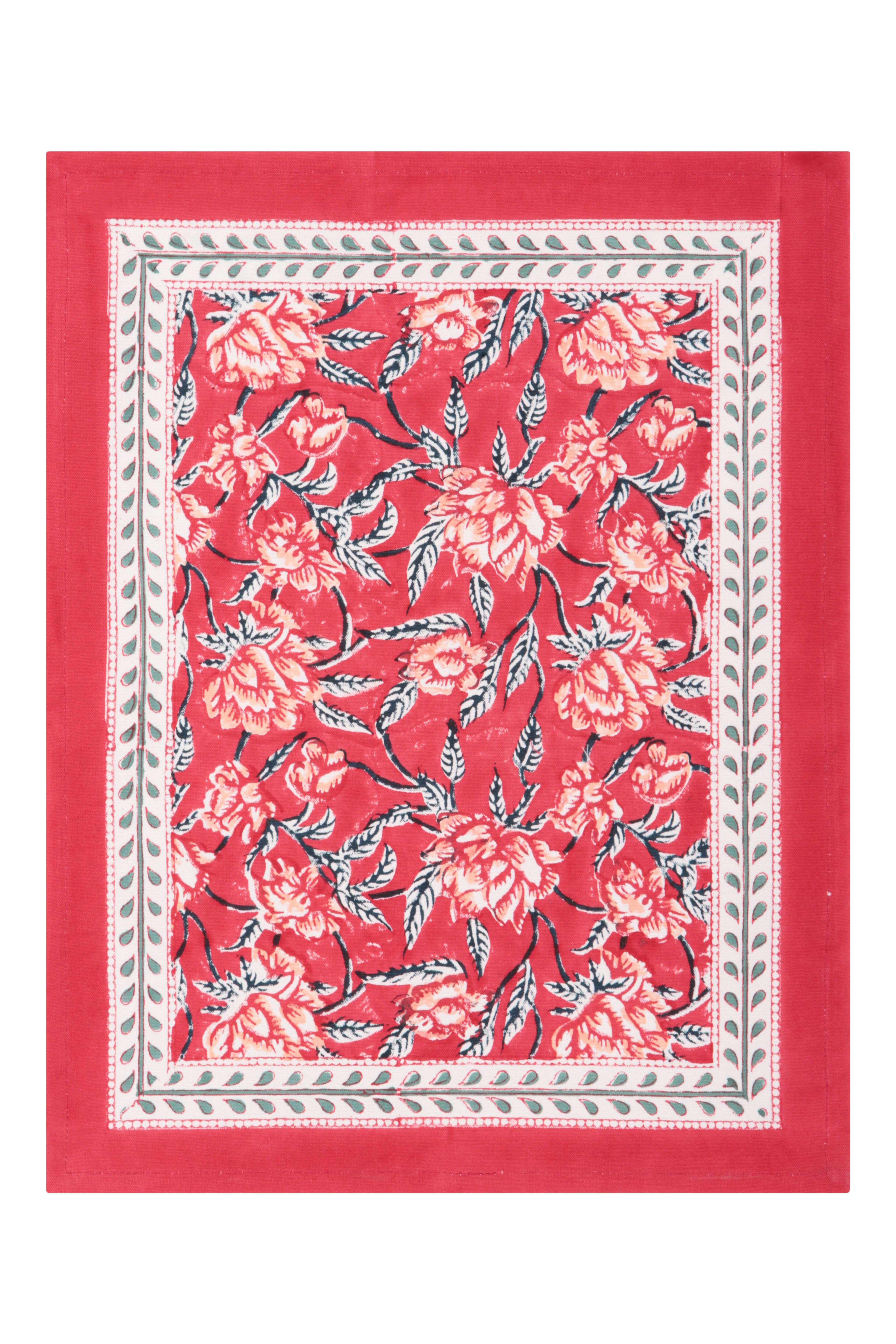 Platzset mit Rand, 35 x 45 cm, 2 Stück.Baumwolle, Rot, Einheitsgröße
