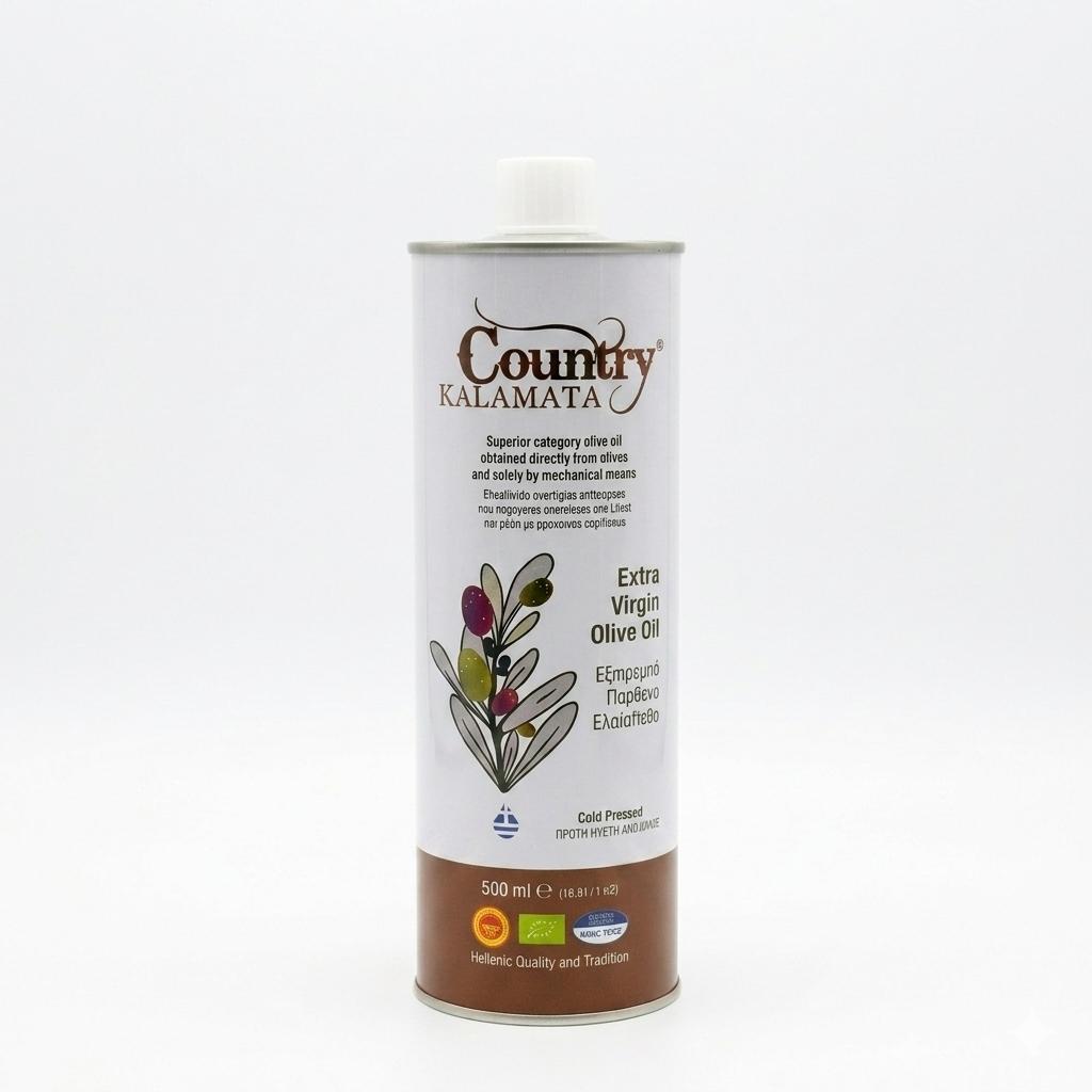 COUNTRY KALAMATA EXTRA VIRGIN OLIVE OIL 500ml CANISTER- PDO KALAMATA