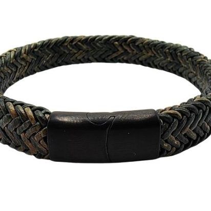 Bracelet en cuir tressé en spirale - Modèle 353