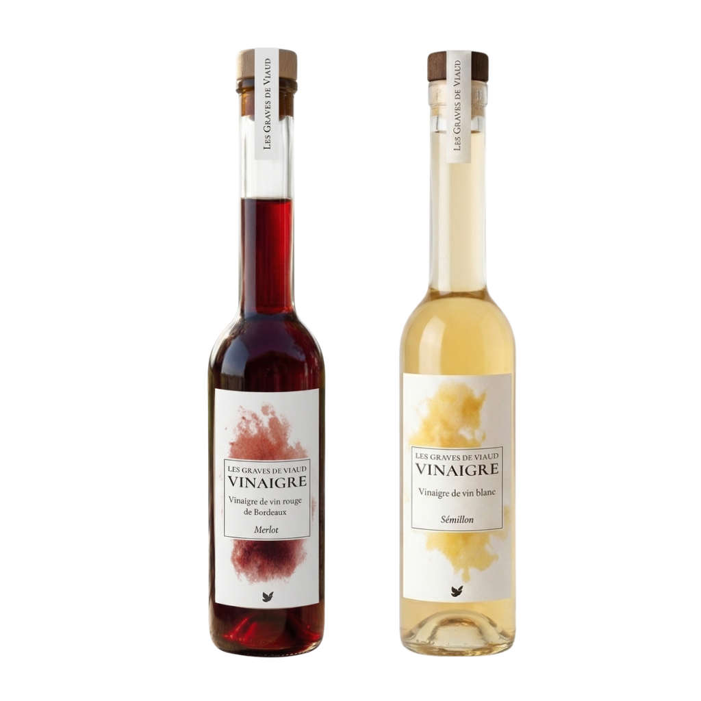Bordeaux Vinegar Duo Gift Set – Organic Biodynamic Merlot & Sémillon – Orléans Method – 10 x 350 ml
