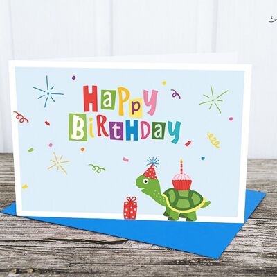 Folded card: Birthday turtle