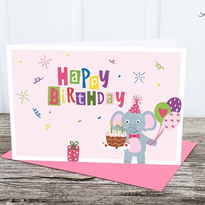 Folded card: Birthday elephant