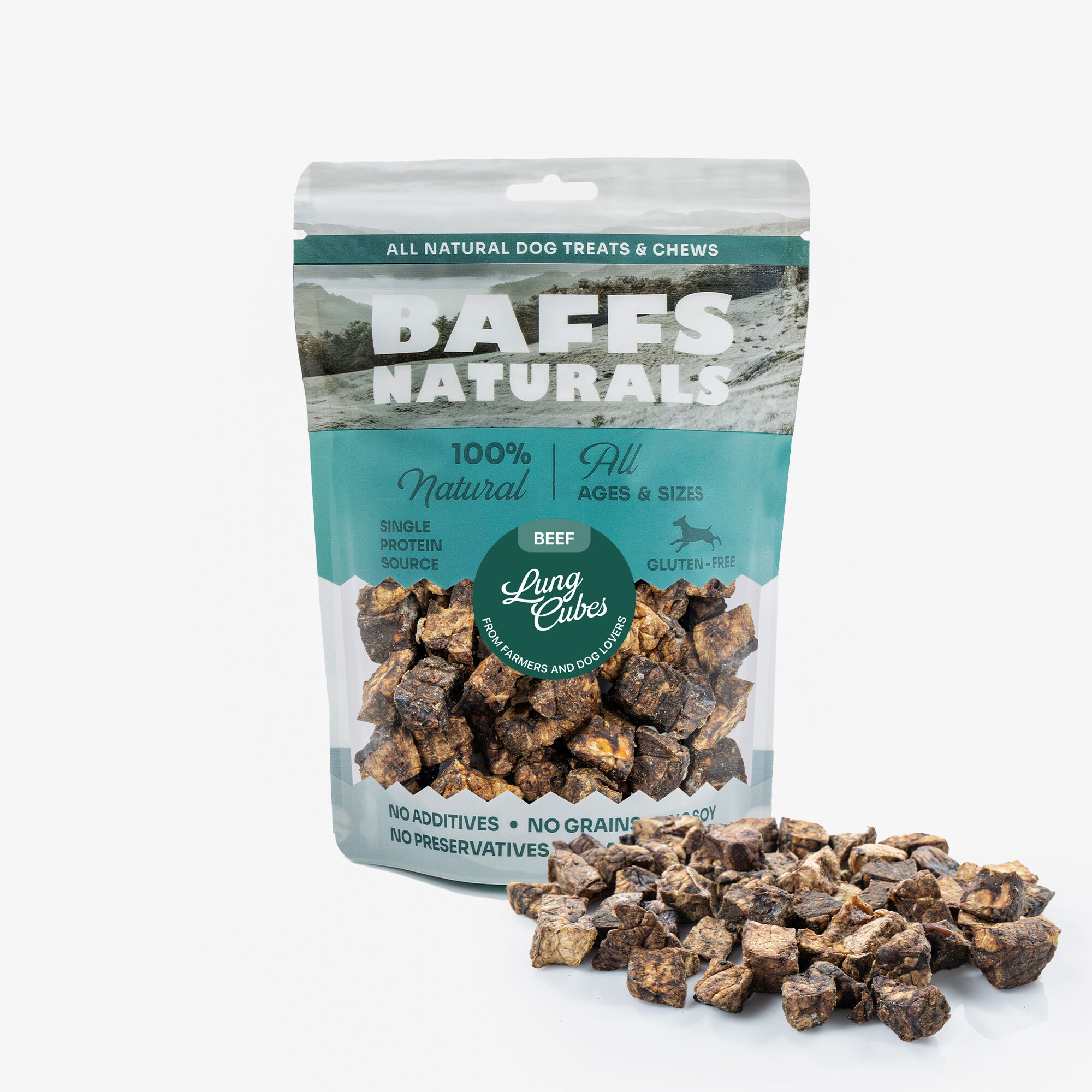 Baff 100 % natürliche Rinderlungenwürfel – Gourmet-Leckerli für Hunde