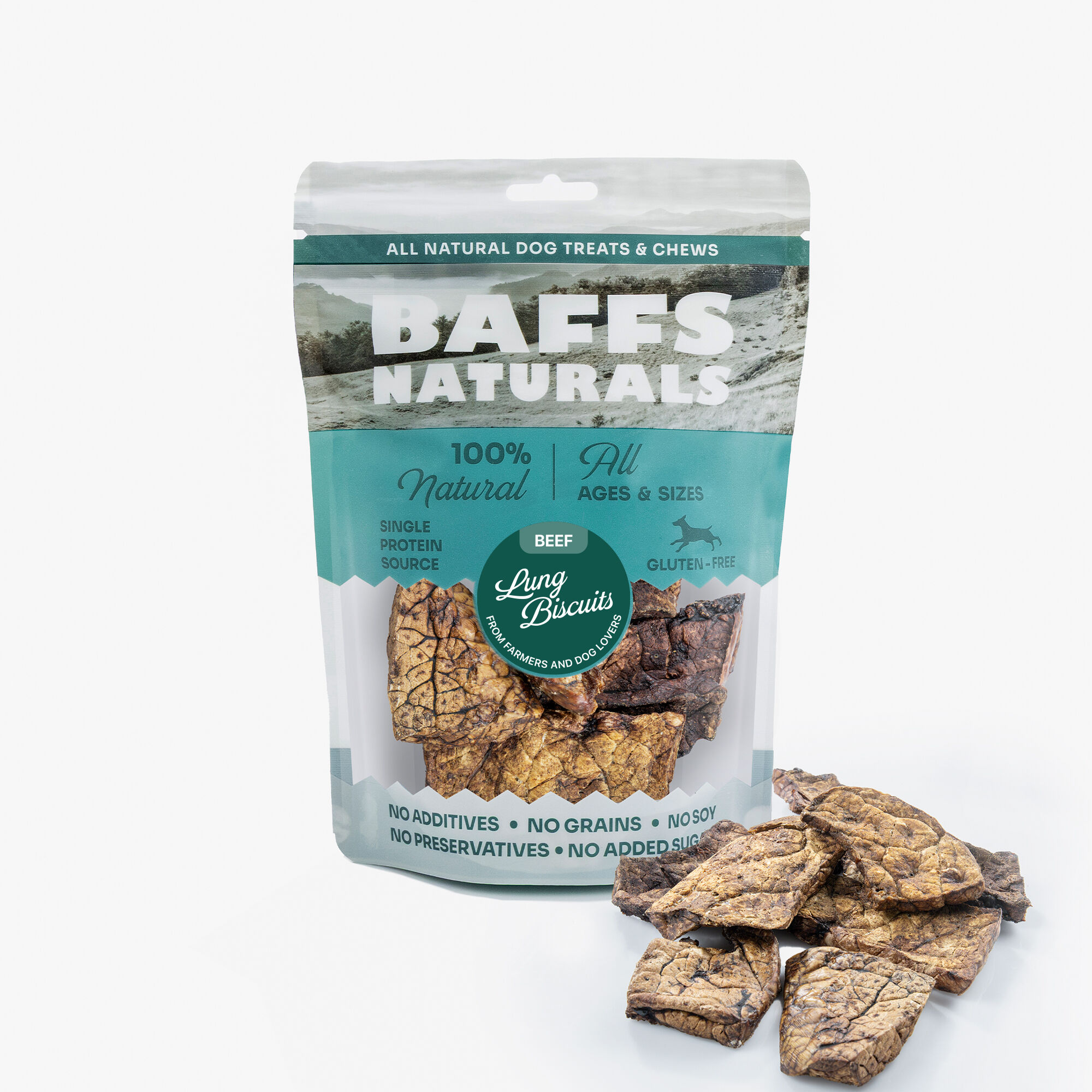 Baff 100 % natürliche Rinderlungen-Kekse, Gourmet-Leckerli für Hunde