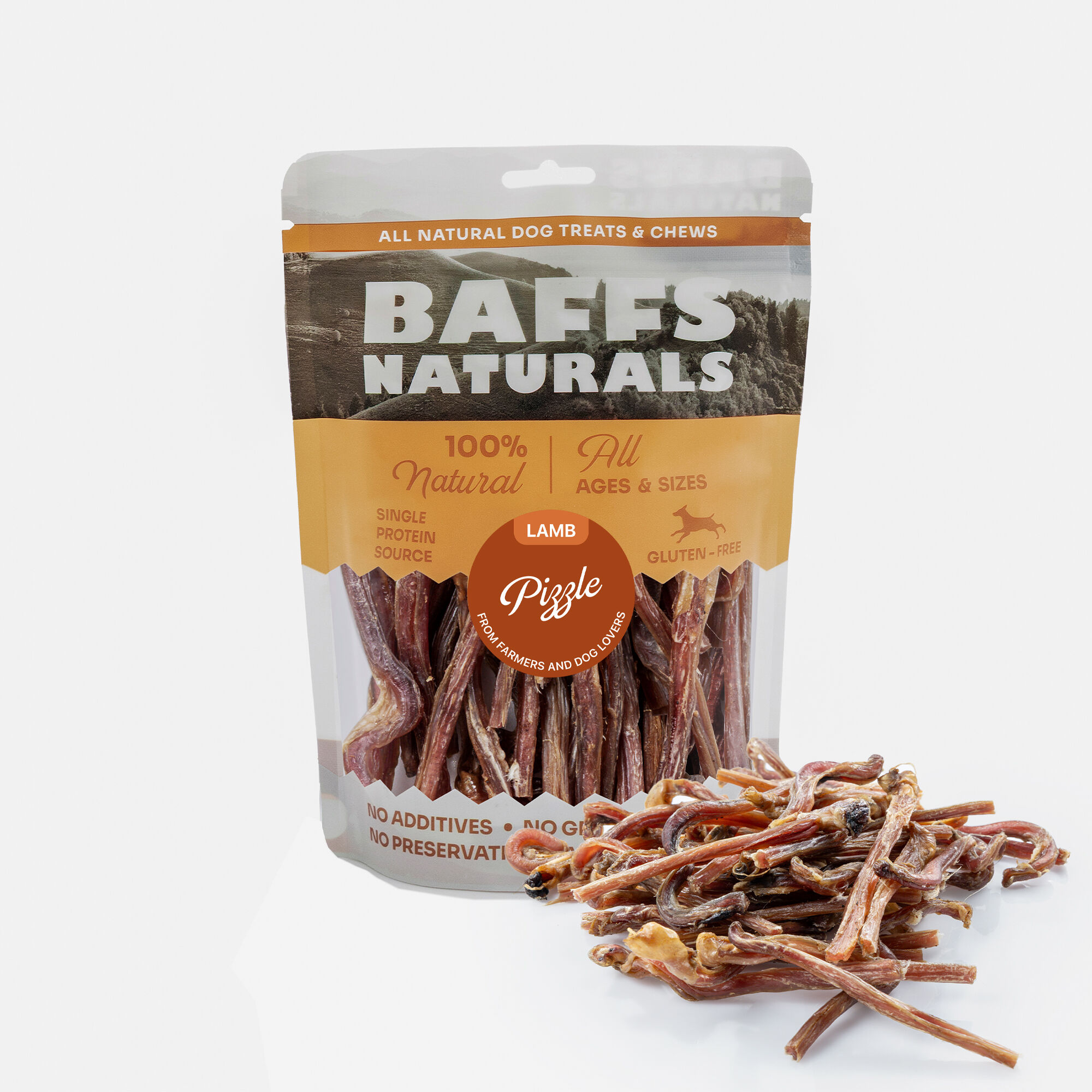Baff 100 % natürliche Gourmet-Leckerlis für Hunde aus Lammpizzle