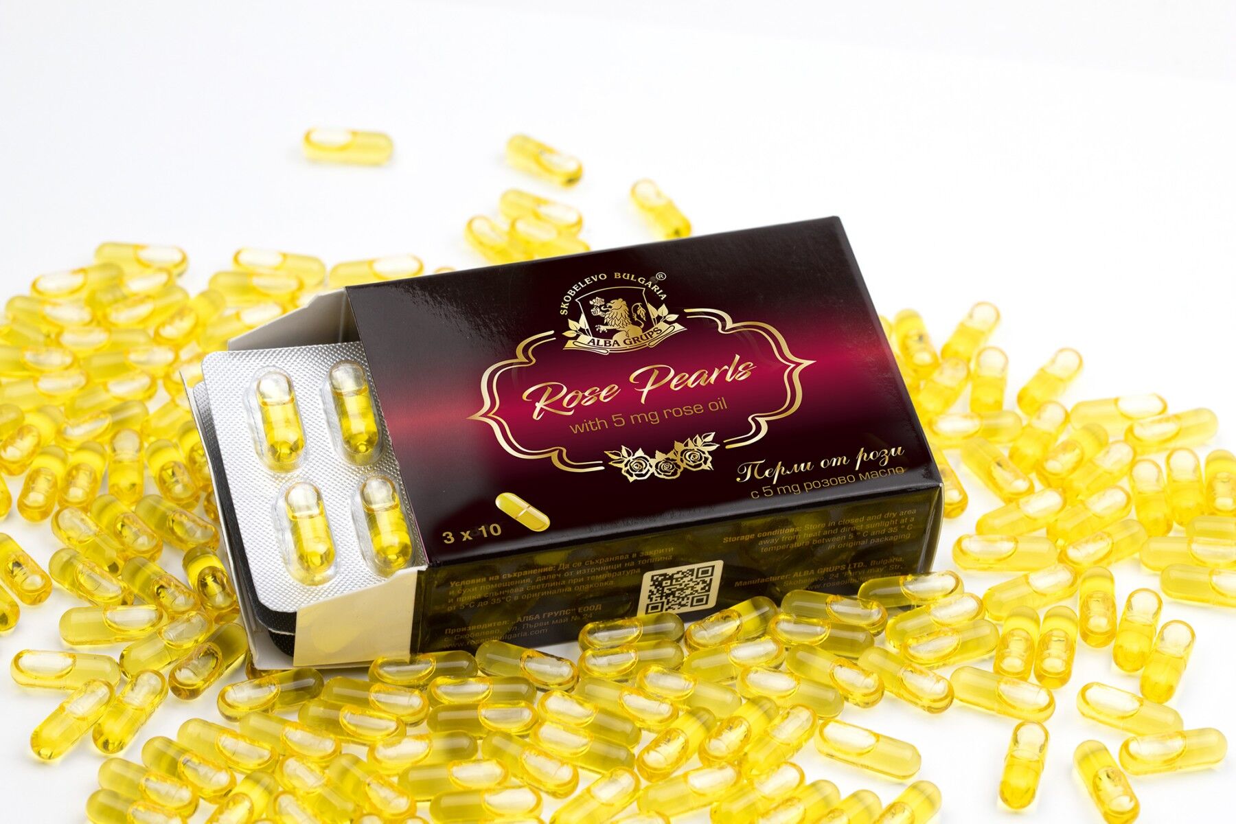 Rose Pearls - Organic Bulgarian Rose Oil & Omega-3 Capsules (30 pcs)
