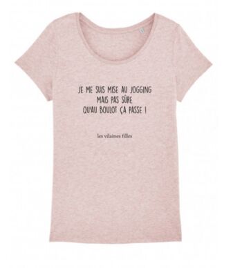 Tee-shirt col rond Je me suis mise...-Rose chiné