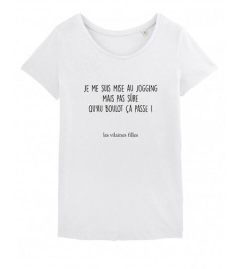 Tee-shirt col rond Je me suis mise...-Blanc